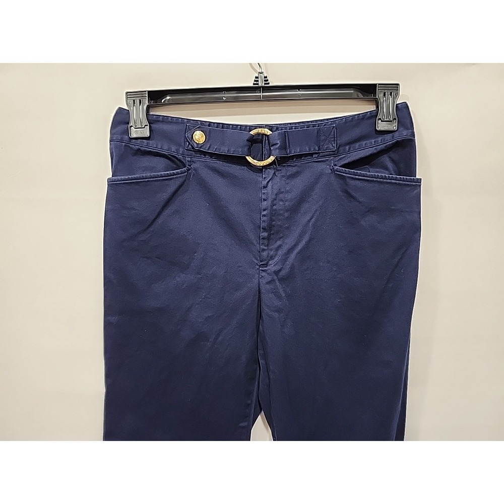Lauren Ralph Lauren Pants Womens Size 8 Navy Blue Flare Leg Pockets 31 Inseam - Picture 2 of 9